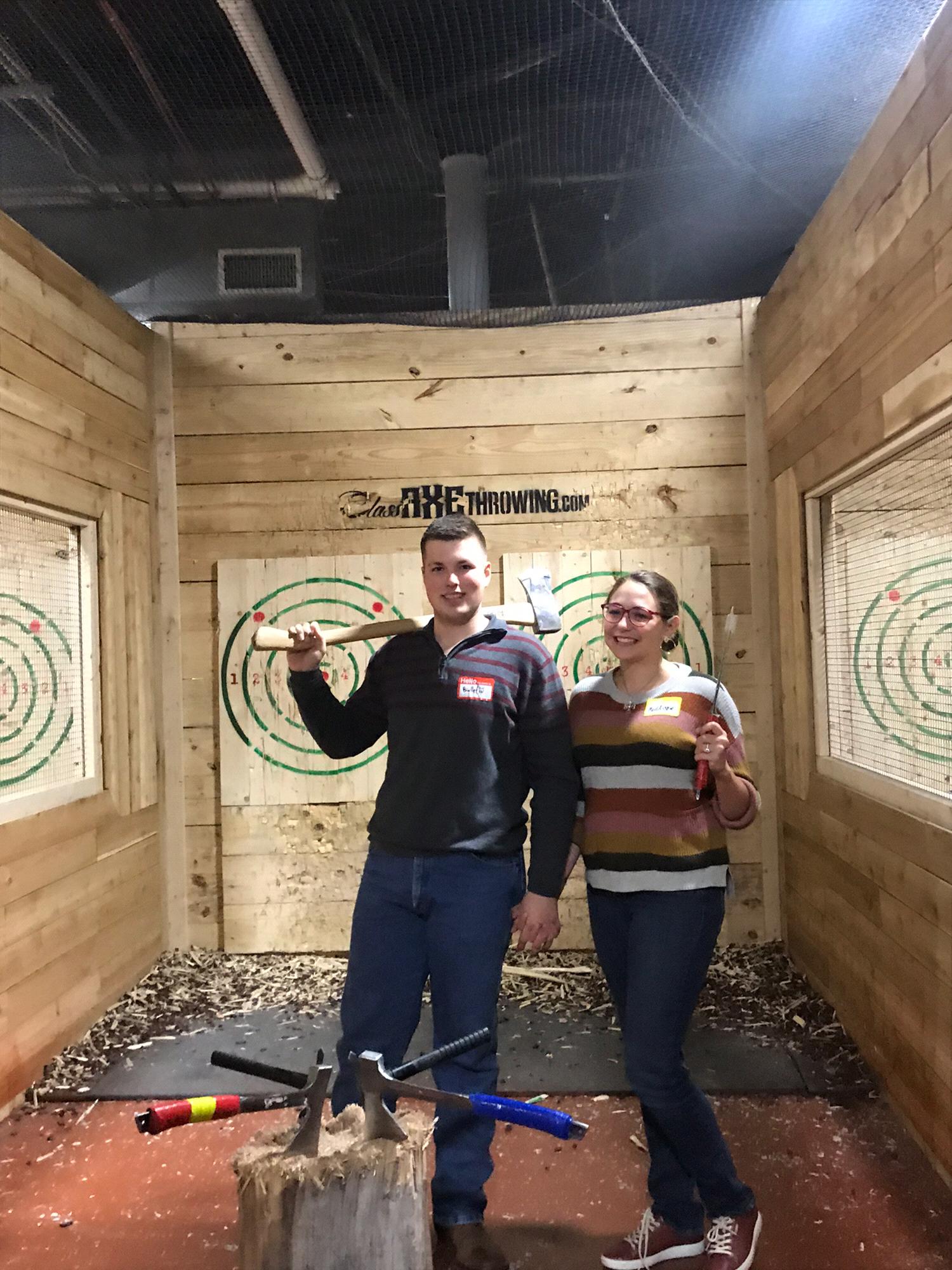 Axe Throwing Date with Friends, January 2020