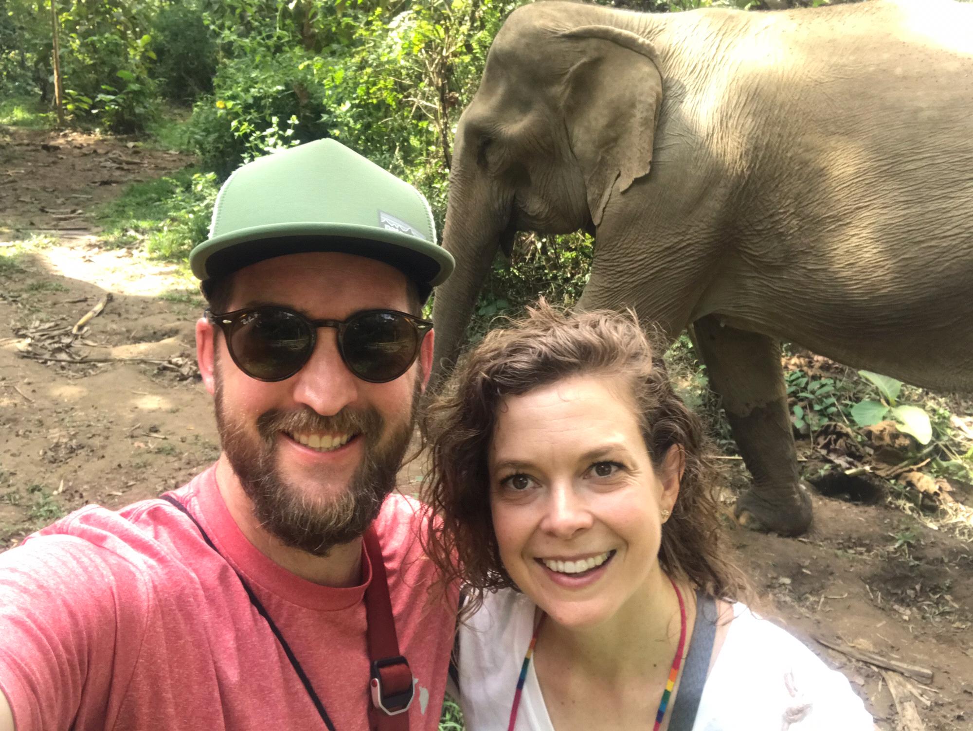 Hiking with eles in Laos