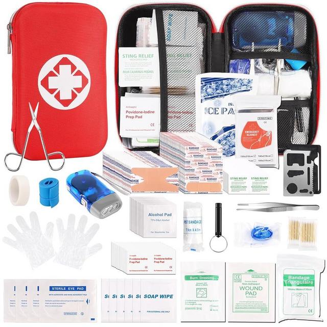 DLMD Gifts for Dad Him Men Women Kids Christmas, 330 PCS First Aid Kit for Car Home, Survival Kits/Emergency Medical Supplies for Travel Office Outdoor Hiking Camping Backpacking （Red）
