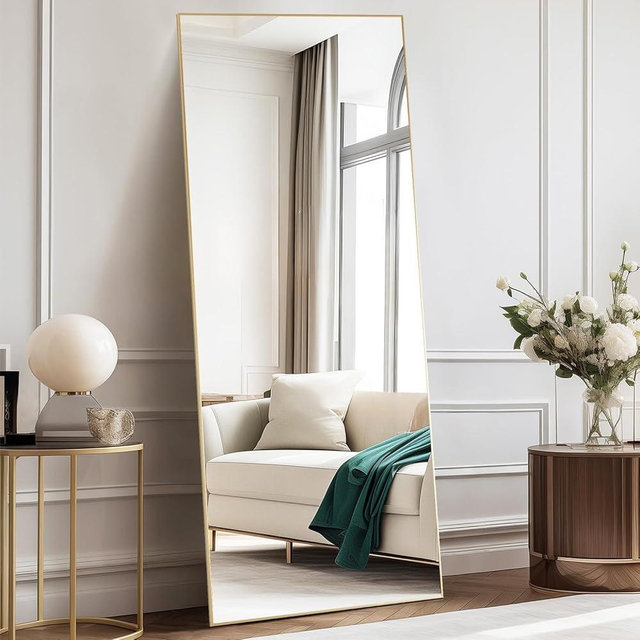 NEWBULIG Full Length Mirror, Full Body Floor Mirror with Aluminum Alloy Thin Frame, Wall or Standing Mirror for Bedroom, Living Room, Dressing Room