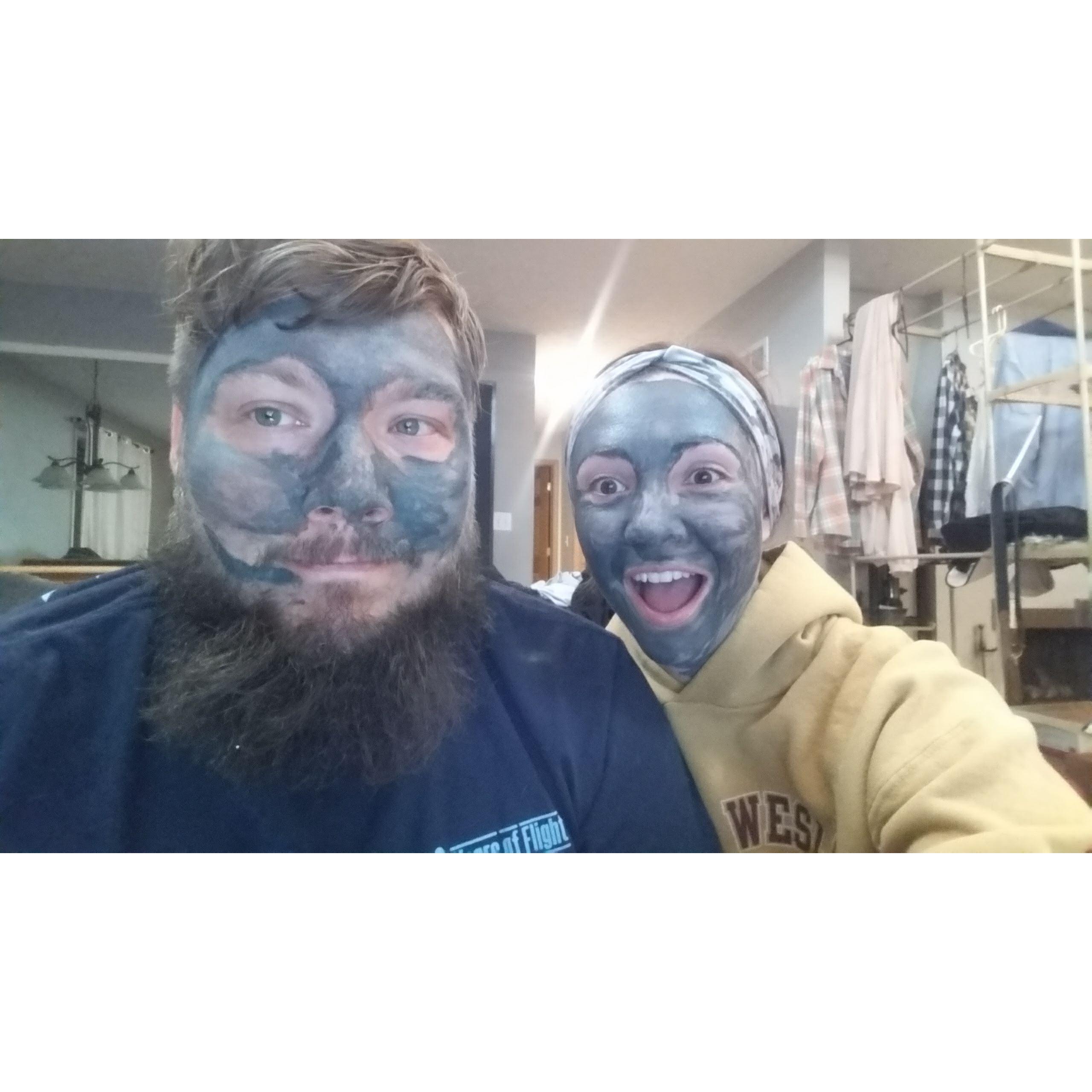Charcoal masks before engagement pictures!