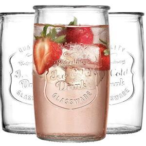 Glaver's Drinking Glasses Set of 4, Vintage Italian Style – Elegant 20 Oz Clear Tumbler Glassware Set– Genuine Artisan-Made for, Refreshing Drinks, Beverages, Cocktails.