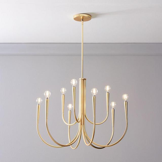 Swoop Arm Chandelier, Large, Brass