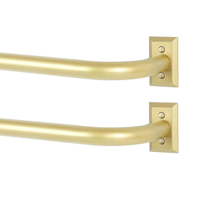 Gold Wrap Around Curtain Rods,2 Pack Gold Curtain Rods for windows 28 to 48 inch(2.3-4Ft),Adjustable Blackout Curtain Rod,1”Diameter Room Darkening Drapery Rods,Window Curtains Rod 28-48",Brass Gold