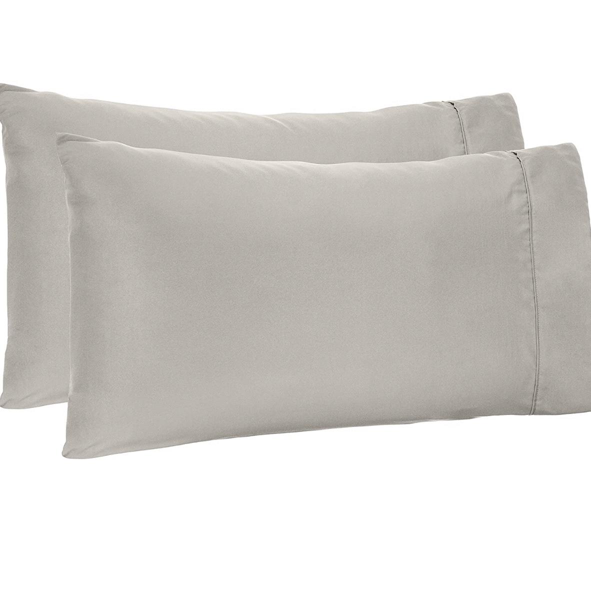 AmazonBasics Light-Weight Microfiber Pillowcases - 2-Pack, King, Light Grey