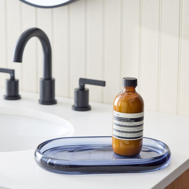 Sculptural Glass Tray, Graphite