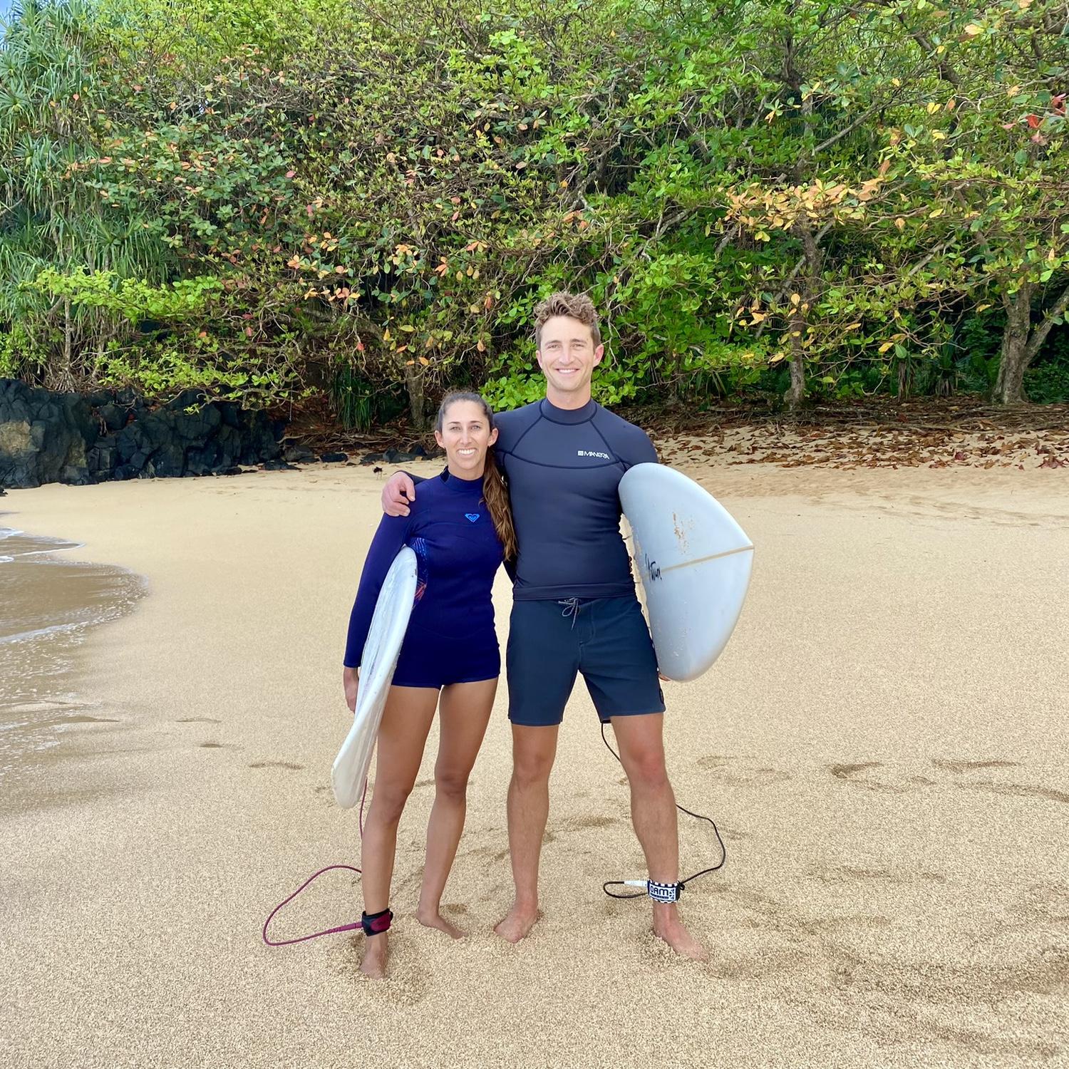 Introducing Jeff to barrels in Hawaii