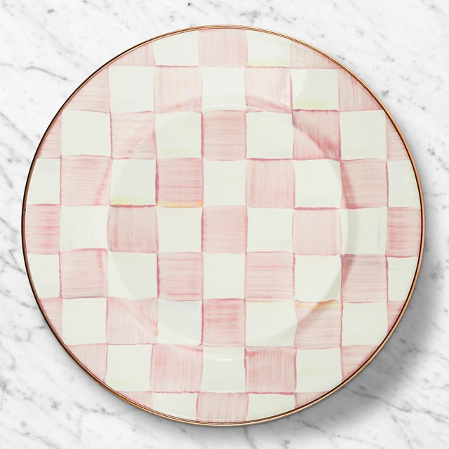 MacKenzie-Childs Rosy Check Enamel Dinner Plate