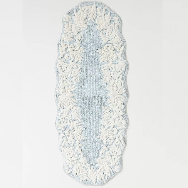 Geraldine Tufted Cotton Bath Mat - Light Blue, L
