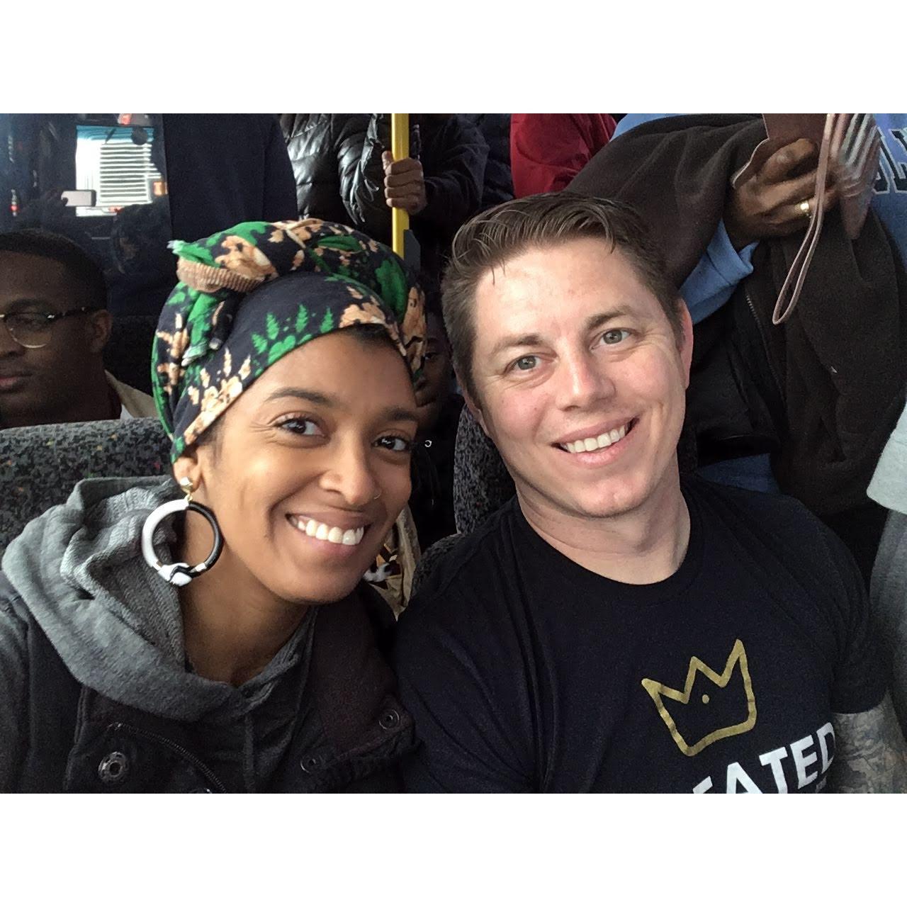 Riding the bus to the largest MLK March in the nation (San Antonio, Jan. 2019)