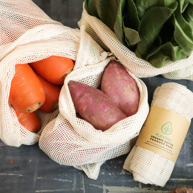 Organic Cotton Mesh Produce Bags | Organic Cotton Mesh Bags | Eco friendly gift | Best for Grocery Runs | Laundry | Plantish