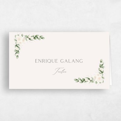 Light Oatmeal, Beige Wedding Place Card - Aldeney