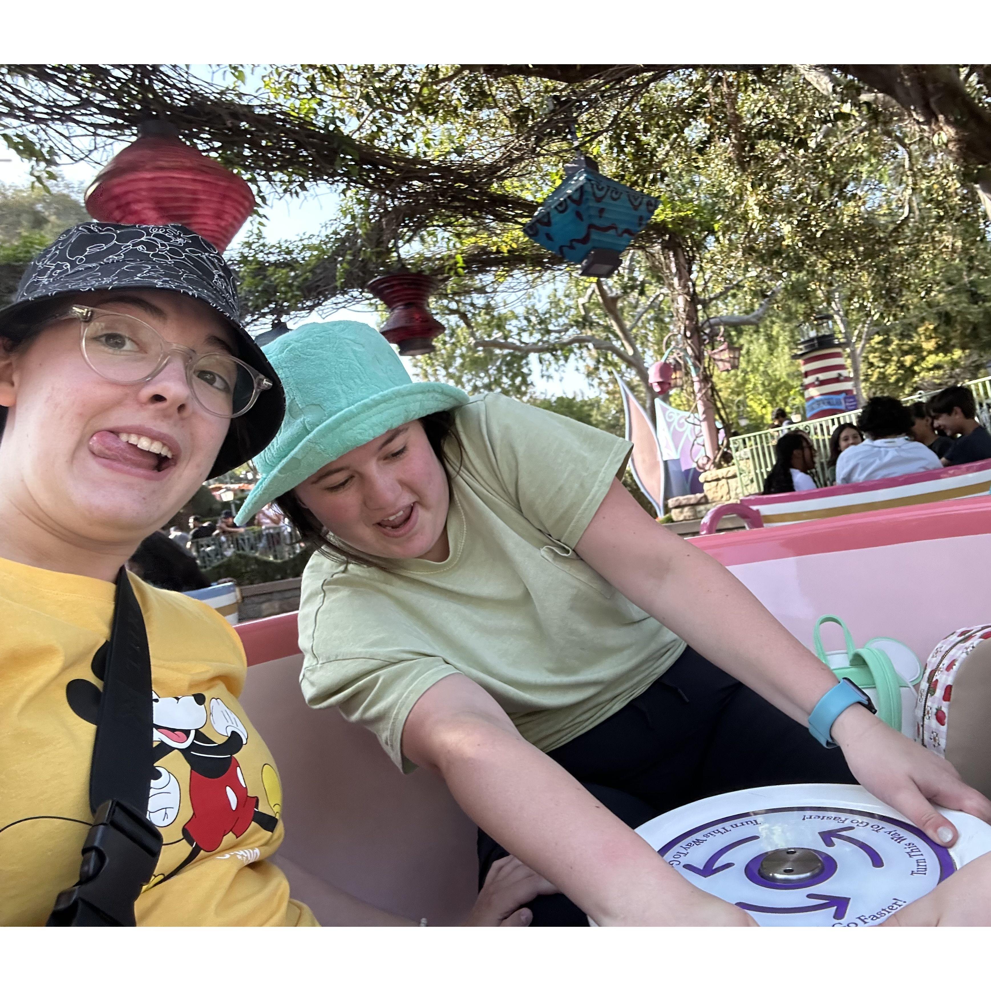 Emma and Savannah on the teacup ride May 2023