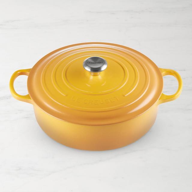 Le Creuset Signature Enameled Cast Iron Round Wide Dutch Oven, 6 3/4-Qt., Nectar