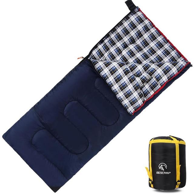 REDCAMP Cotton Flannel Sleeping Bag for Camping Backpacking, Adults Cold Weather Envelope Sleeping Bags with 2/3/4lbs Filling