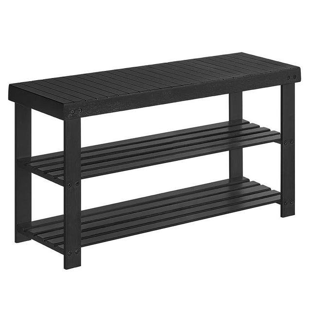 SONGMICS Shoe Rack Bench, 3-Tier Bamboo Shoe Storage Organizer, Entryway Bench, Holds Up to 286 lb, 11.3 x 35.4 x 17.8 Inches, for Entryway Bathroom Bedroom, Black ULBS090B33V1