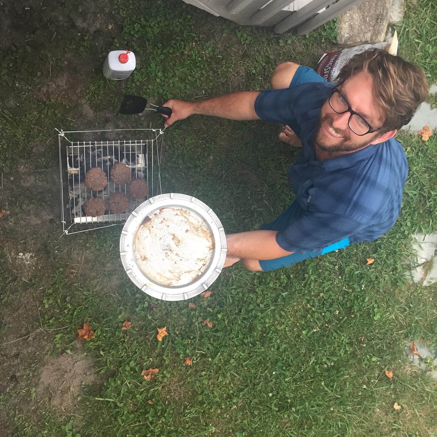 Jono improvising grill master after we moved from Idaho to North Carolina