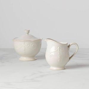 Lenox French Perle Sugar and Creamer, White