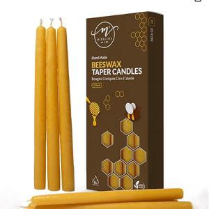 Mikeline Handmade Beeswax Taper Candle - Yellow - Pack of 24…