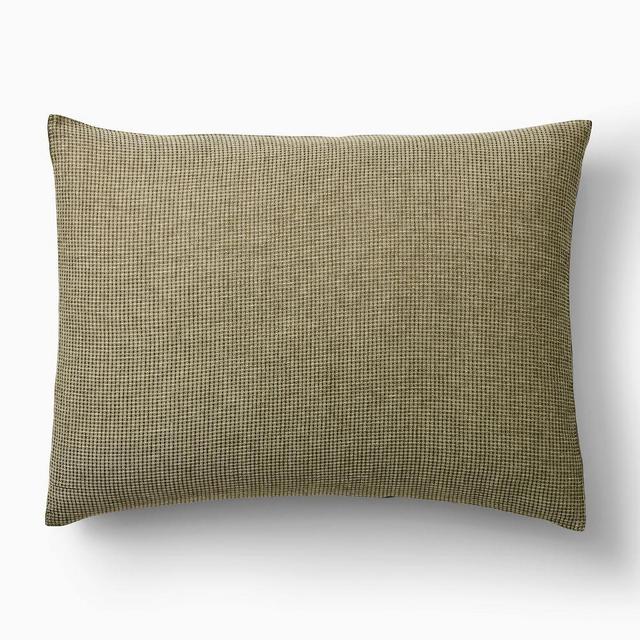 European Linen Mini Waffle, King Sham, Dark Olive