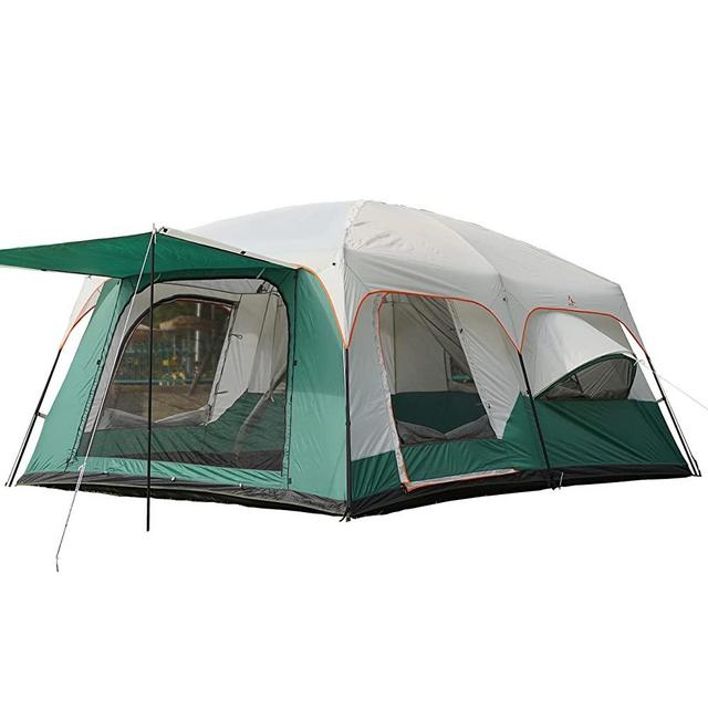 KTT Extra Large Tent 12 Person(Style-B),Family Cabin Tents,2 Rooms,Straight Wall,3 Doors and 3 Windows with Mesh,Waterproof,Double Layer,Big Tent for Outdoor,Picnic,Camping,Family Gathering