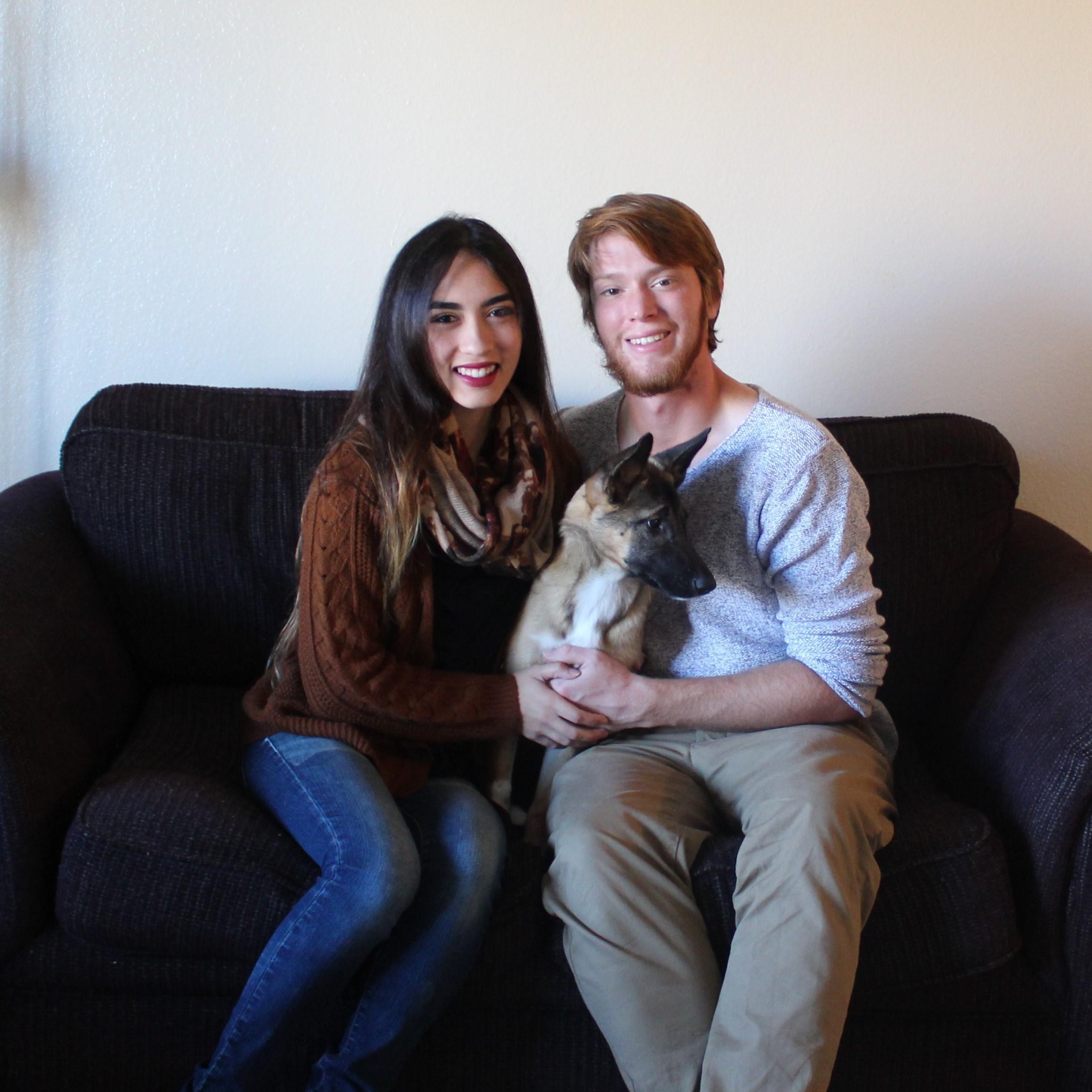An early family photo in their first apartment together. 8223 W. Floyd Ave. in Lakewood, CO -- exactly 999 miles away from Abigail's childhood home in West Dundee, IL.