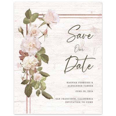 Light Wood, White Wedding Digital Save the Date - Quintana Bloom