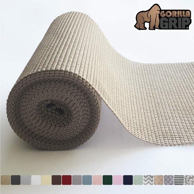 Gorilla Grip Original Drawer and Shelf Liner, Non Adhesive Roll, 17.5 Inch x 20 FT, Durable and Strong, Grip Liners for Drawers, Shelves, Cabinets, Storage, Kitchen and Desks, Beige