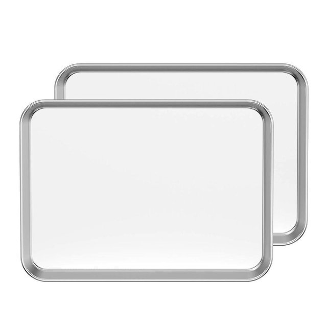 Bastwe Baking Sheet Set of 2, Stainless Steel 2-Piece Cookie Sheet, Toaster Oven Baking Pan Set, Rectangle Size 16 x 12 x 1 inch, Healthy & Non Toxic, Mirror Finish & Rust Free, Dishwasher Safe