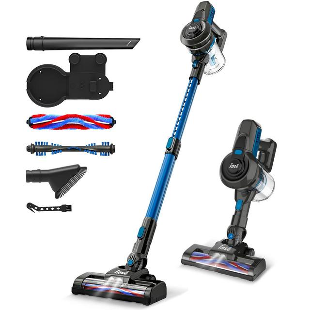INSE Cordless Vacuum Cleaner, 12KPa Powerful Vacuum Cleaner with 160W Motor, 4-in-1 Cordless Stick Vacuum, Rechargeable Handheld Vacuum Cleaner for Home Hard Floor Carpet Pet Hair-N6S