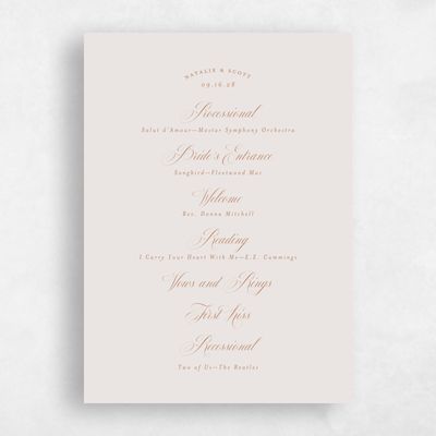Light Greige, Beige Wedding Program - Marvis