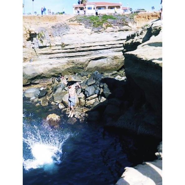 Cliff diving at Sunset Cliffs on Miguel's 30th birthday