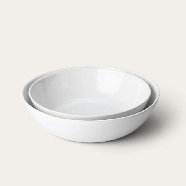Fable - Low Serving Bowls - Glossy Pearl White
