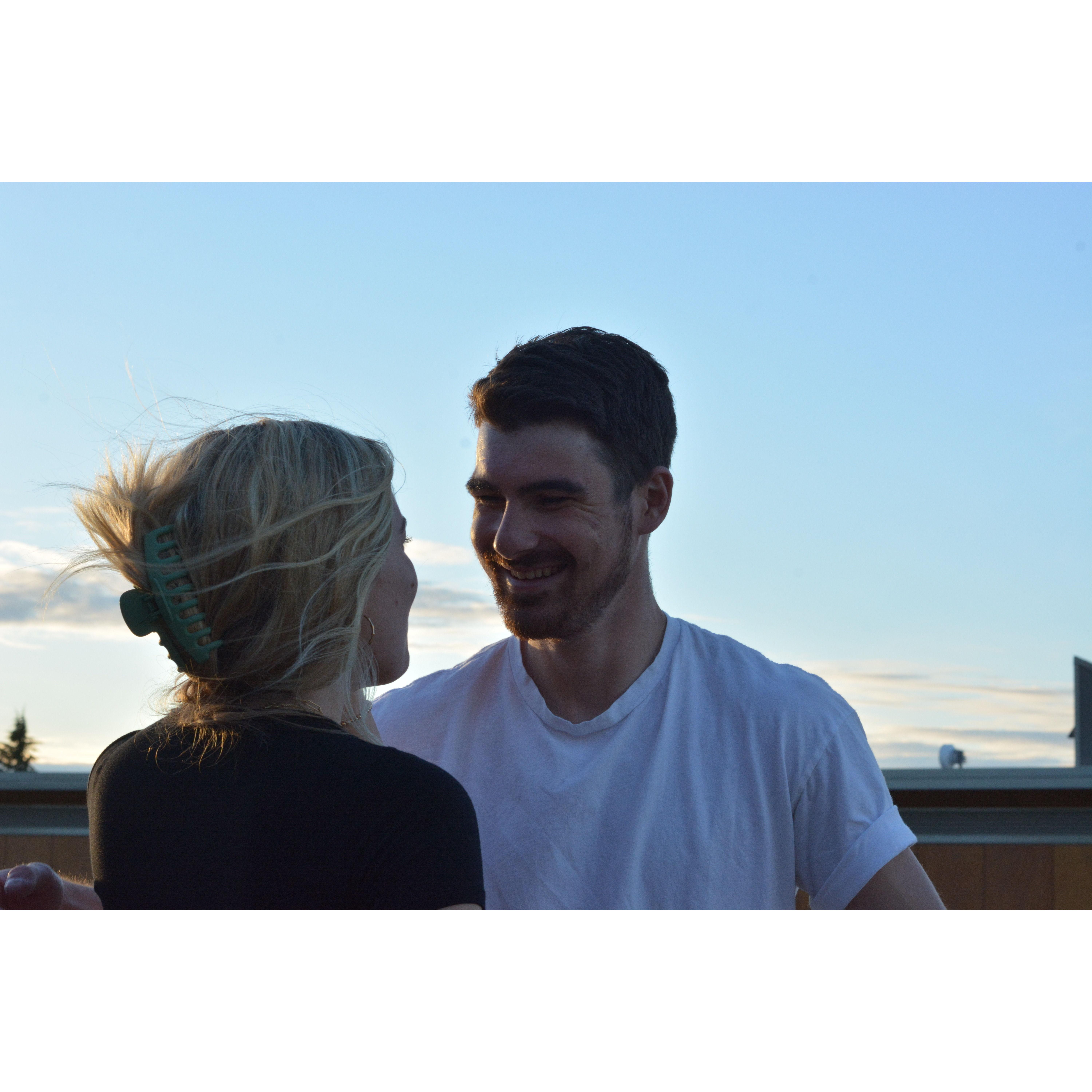 Olivia and Jake on their old apartment buildings rooftop