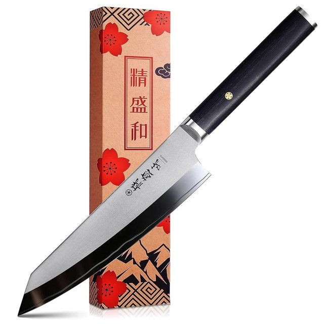 Jingseiho Japanese Chef Knife 8 in, LAB-Tested Sharpness, High Carbon Steel VG-10 Core, An Ideal Kitchen Gift for Home Cooks and Professional Chefs