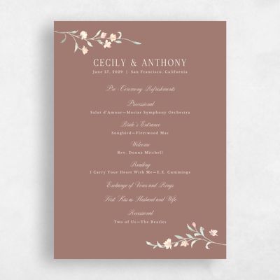 Chestnut, Brown Wedding Program - Bianca
