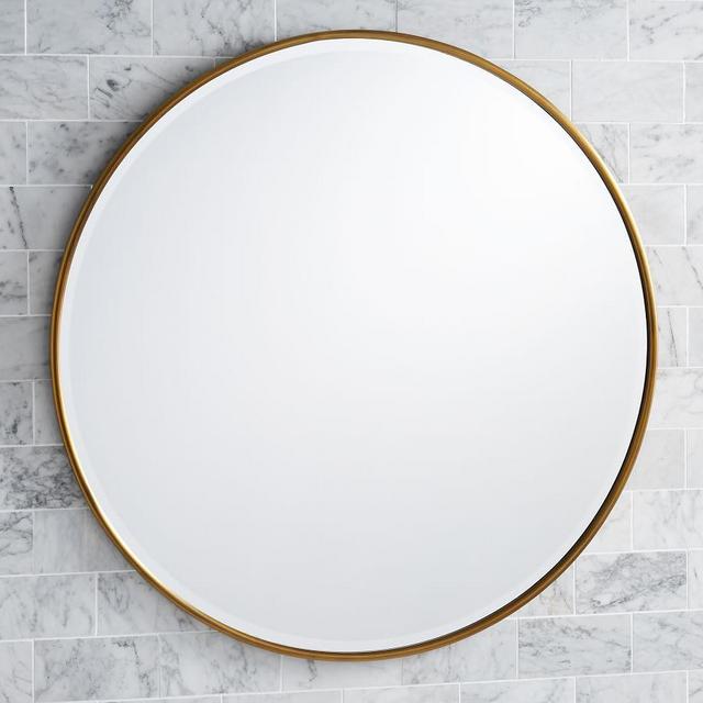 Brass Vintage Round Mirror, 42"