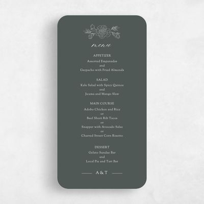 Green Rounded Wedding Menu - Mauve