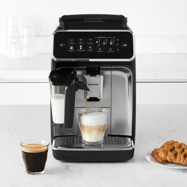 Philips 3300 Series LatteGo Milk Frother Fully Auto Espresso Machine, Silver Theatre