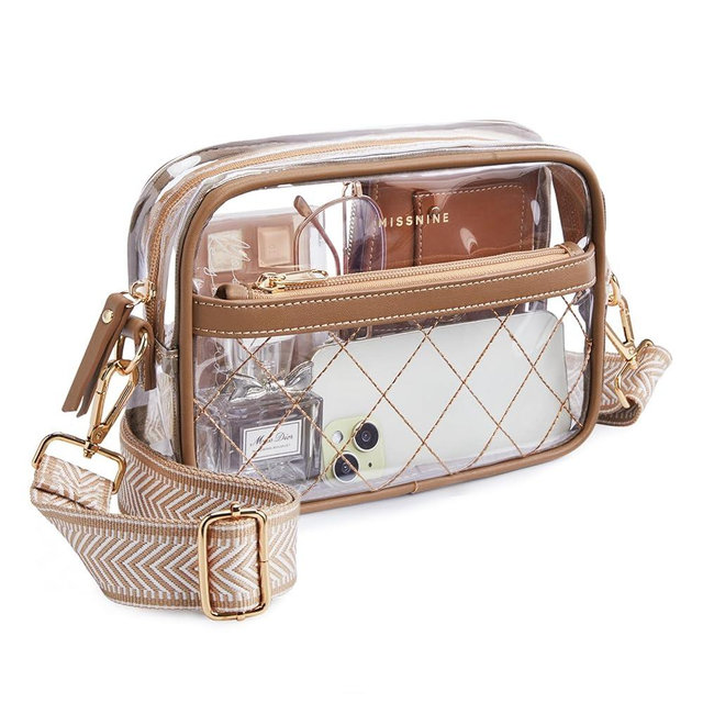 Missnine Clear Bag for Stadium Events Quilted Clear Purse for Women Stadium Approved PVC Crossbody Concert Bag