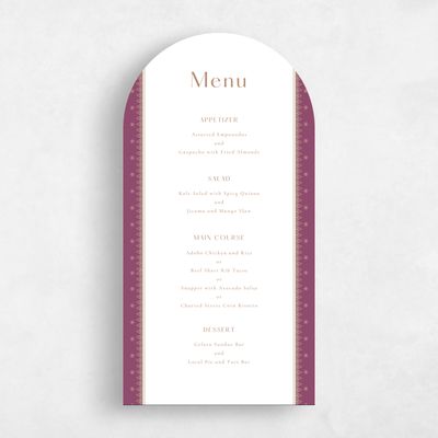 Purple Arch Wedding Menu - Pyaar