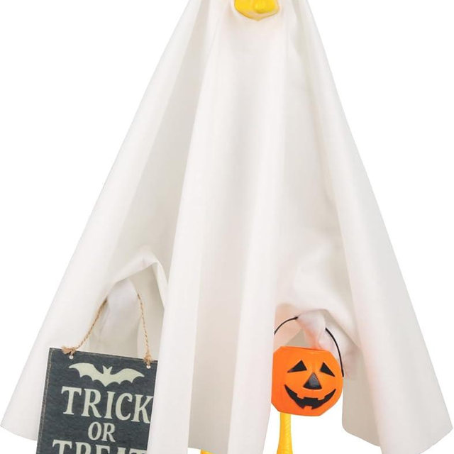 Aymolas Halloween Goose Outfit Ghost Porch Goose Outfits Yard Goose Clothes Silly Lawn Goose Costume for 23'' Porch Goose Duck Decorations