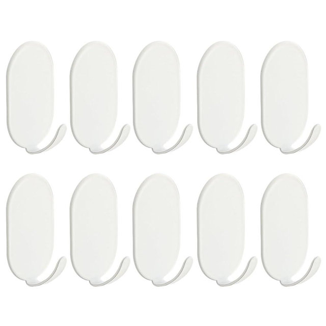 IBERDE Adhesive Hooks for Hanging, Self Adhesive Hanger Stainless Hook for Hanging,Wall Hooks Heavy Duty Hooks Metal Hooks Coat Hooks Towel Hook Key Holder Utility Hooks 10 Pack (White)