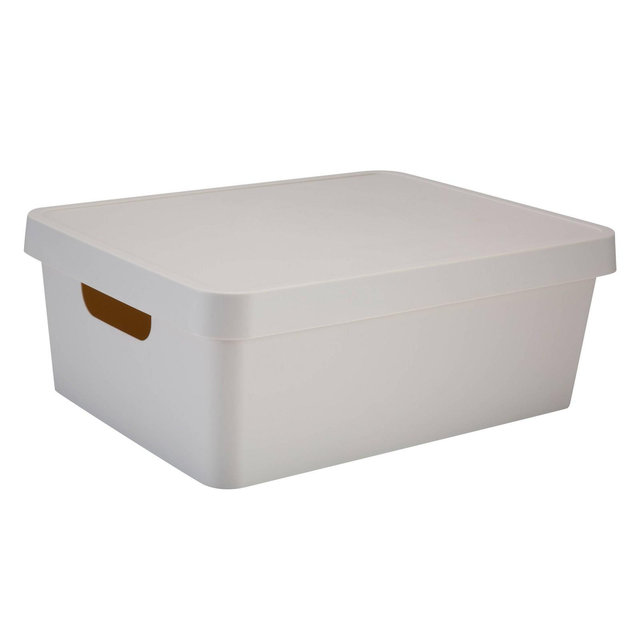 Simplify Vinto Storage Box with Lid Medium Ivory: Polypropylene, 14.5" H, 0.494 Volume, No Assembly, Off-White