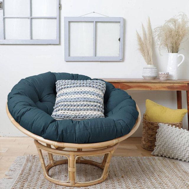 48" x 48" x 4" Outdoor Papasan Chair Cushion Wedge Wood Blue - Sorra Home