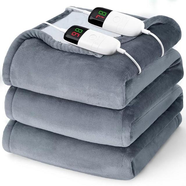 King Size Heated Electric Blanket - 90" x 108" with Dual Control, 10 Heating Levels & 8 Hours Auto Off, Soft Warm Flannel Gifts with Over-Heat Protection, ETL & FCC Certified