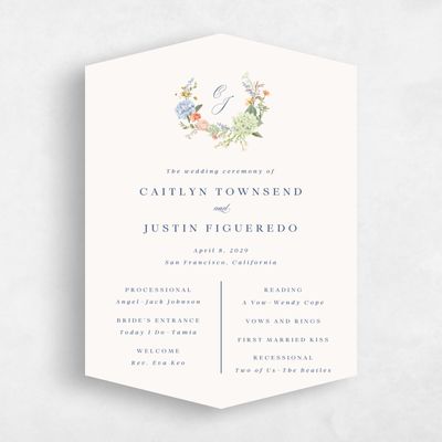 Beige Diamond Wedding Program - Rosamund