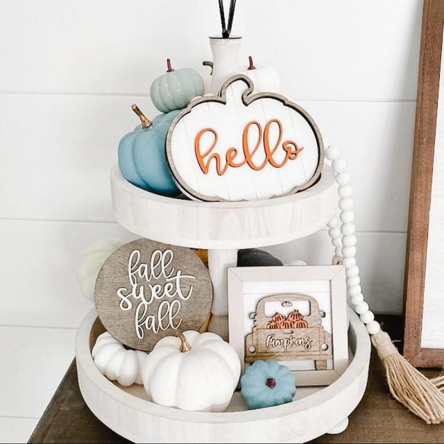Thanksgiving farmhouse Tiered Tray Decor| Fall Decor| Fall tiered Tray |Bundle Tiered Tray Signs|Mini Truck| Mini Cutting Board| Thankful