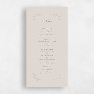 Dark Pastel Blue Wedding Menu - Isolde Foil