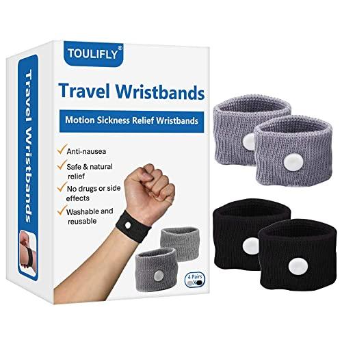 Travel Wristbands,Travel Motion Sickness Relief Wrist Band,Natural Nausea Relief,4-Pair